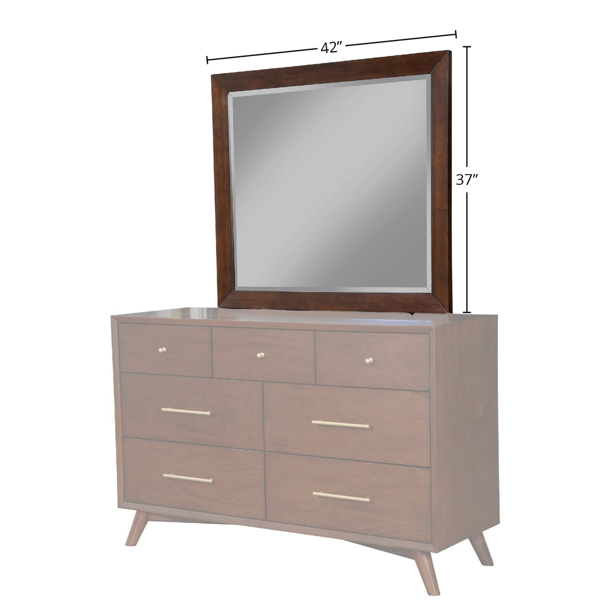 Flynn Rectangular Solid Mahogany Mirror in Walnut – view 11