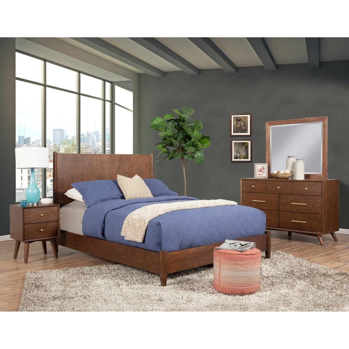 Flynn Rectangular Solid Mahogany Mirror in Walnut – view 10