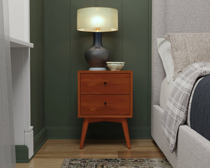 Flynn Mid-Century Nightstand in Chestnut Mahogany with Open Shelf – view 10