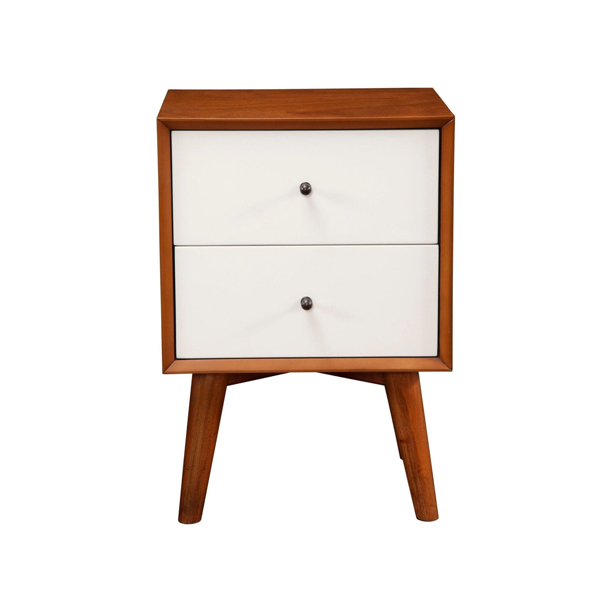 Flynn Mid-Century Nightstand in Two-Tone Chestnut and White – view 4