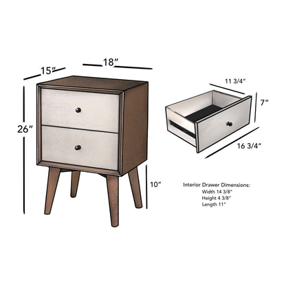 Flynn Mid-Century Nightstand in Two-Tone Chestnut and White – view 7