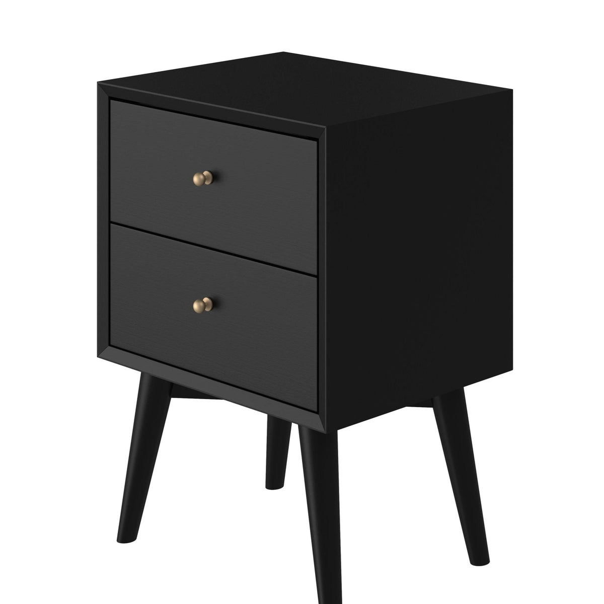 Flynn Mid-Century Nightstand in Matte Black with Open Shelf – view 10