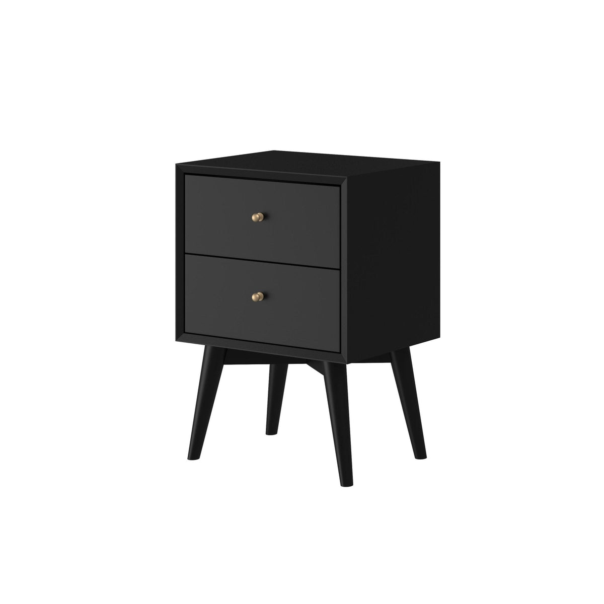 Flynn Mid-Century Nightstand in Matte Black with Open Shelf – view 5
