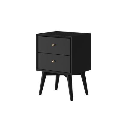 Flynn Mid-Century Nightstand in Matte Black with Open Shelf – view 5