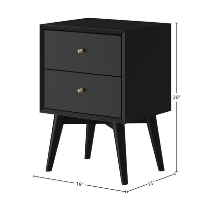 Flynn Mid-Century Nightstand in Matte Black with Open Shelf – view 12