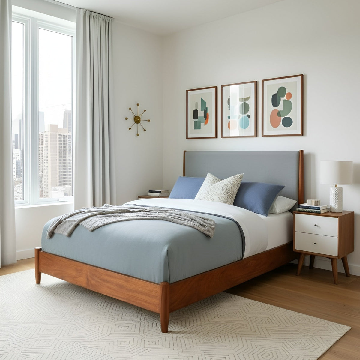 Flynn Mid-Century Nightstand in Two-Tone Chestnut and White – view 8