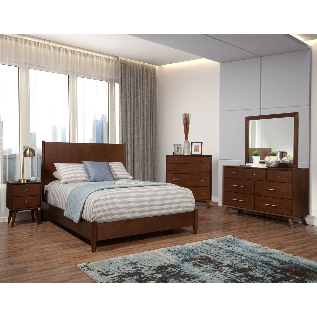 Flynn Mid-Century Nightstand in Espresso Walnut with Open Shelf – view 8