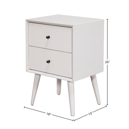Flynn White Nightstand with Two Drawers and Open Shelf – view 8