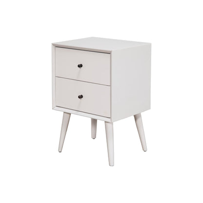 Flynn White Nightstand with Two Drawers and Open Shelf – view 5