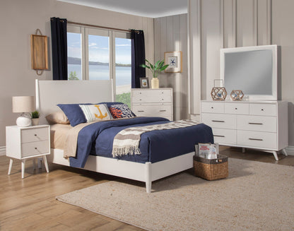 Flynn White Nightstand with Two Drawers and Open Shelf – view 4