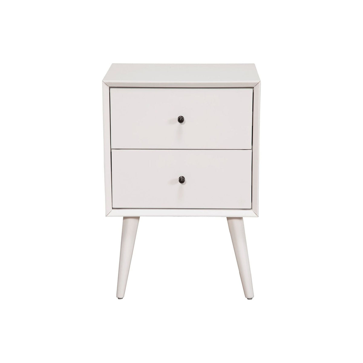 Flynn White Nightstand with Two Drawers and Open Shelf – view 6