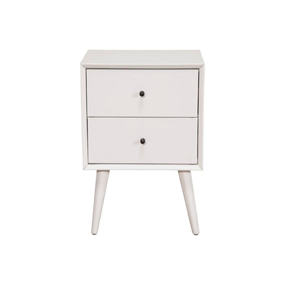 Flynn White Nightstand with Two Drawers and Open Shelf – view 6