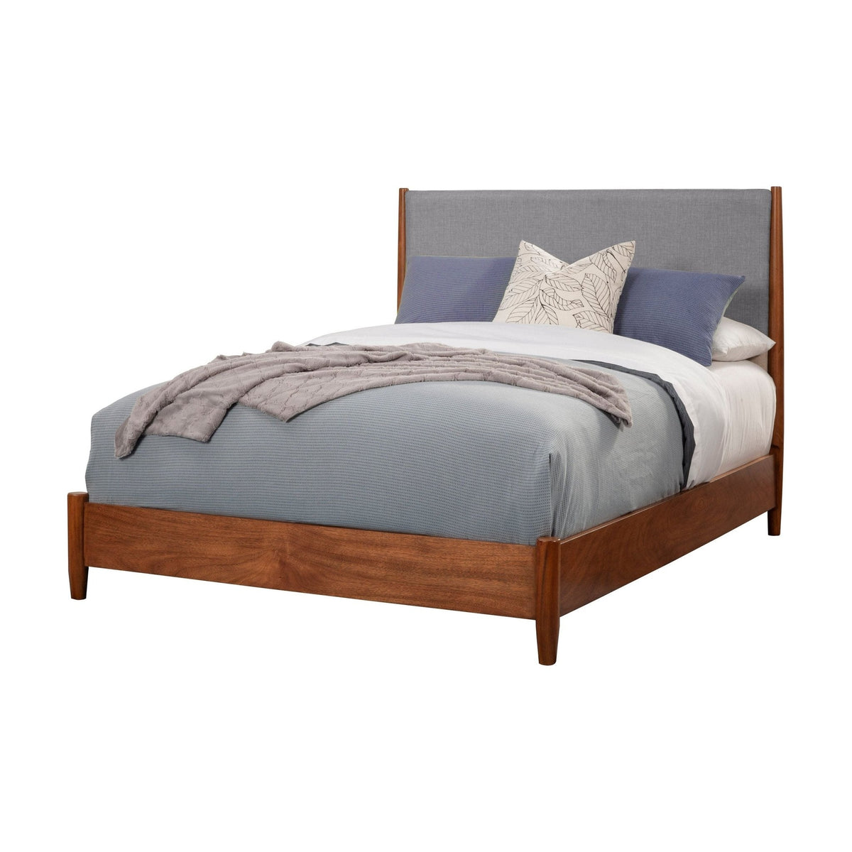 Flynn Two-Tone Panel Bed in Chestnut and Grey with Slat Headboard – view 3