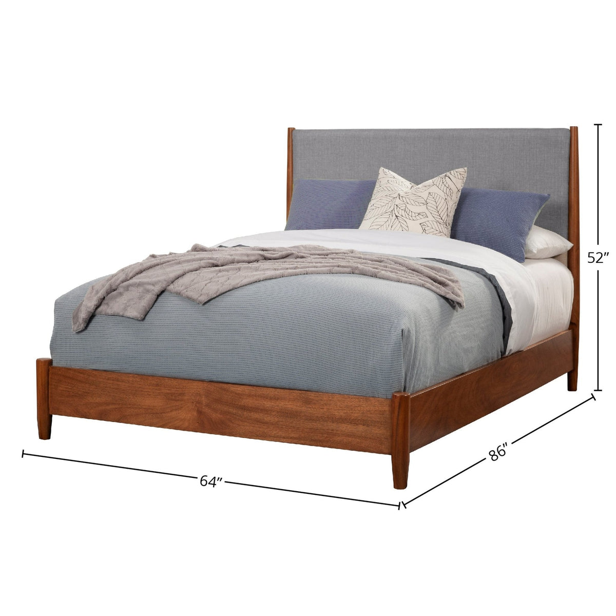 Flynn Two-Tone Panel Bed in Chestnut and Grey with Slat Headboard – view 10