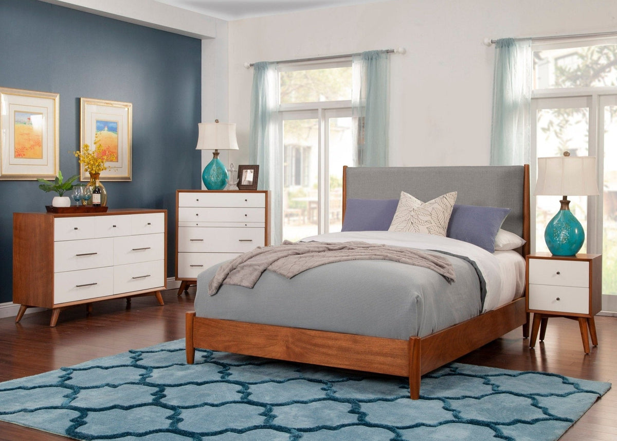 Flynn Two-Tone Panel Bed in Chestnut and Grey with Slat Headboard – view 9