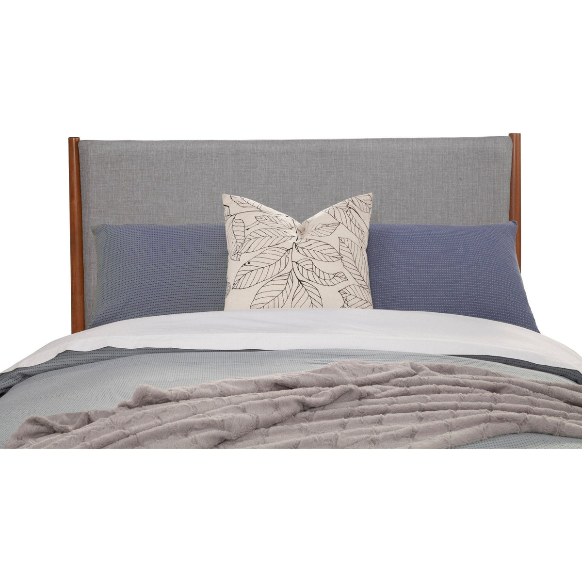 Flynn Two-Tone Panel Bed in Chestnut and Grey with Slat Headboard – view 6