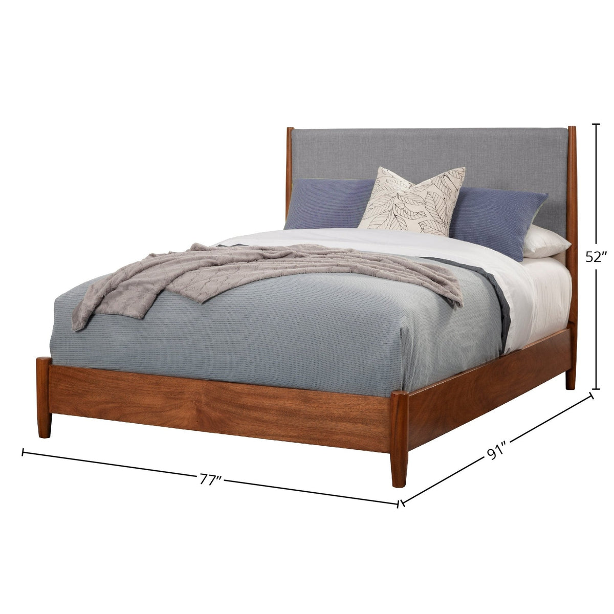 Flynn Two-Tone Panel Bed in Chestnut and Grey with Slat Headboard – view 11