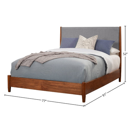 Flynn Two-Tone Panel Bed in Chestnut and Grey with Slat Headboard – view 11