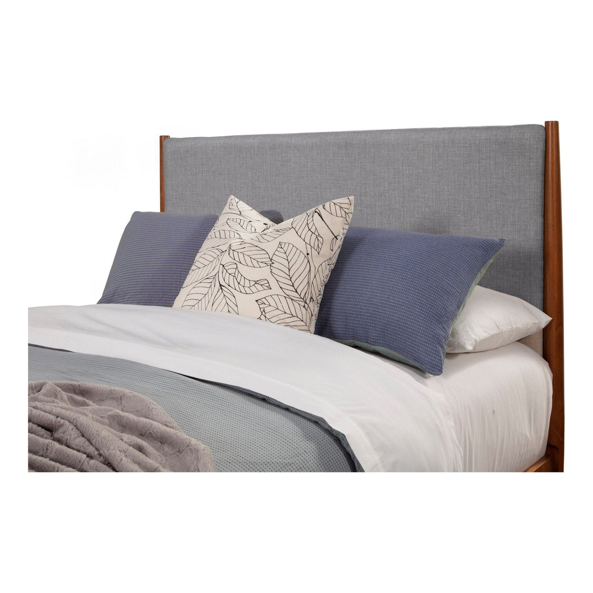 Flynn Two-Tone Panel Bed in Chestnut and Grey with Slat Headboard – view 4