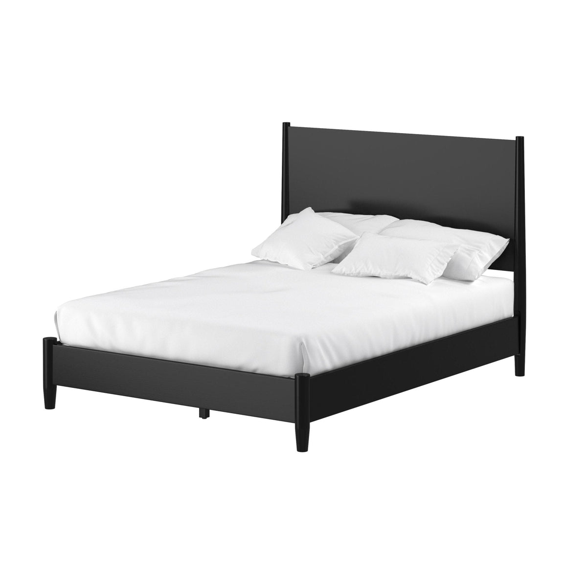 Flynn Panel Bed in Matte Black with Sculpted Slat Headboard – view 5