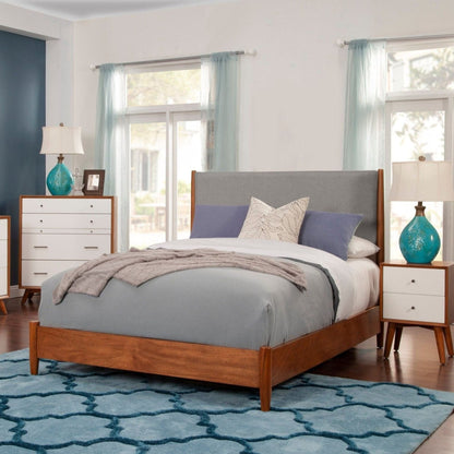 Flynn Two-Tone Panel Bed in Chestnut and Grey with Slat Headboard – view 2