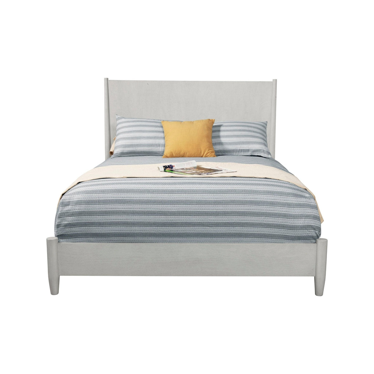 Flynn Panel Bed in Muted Gray with Sculpted Slat Headboard – view 4