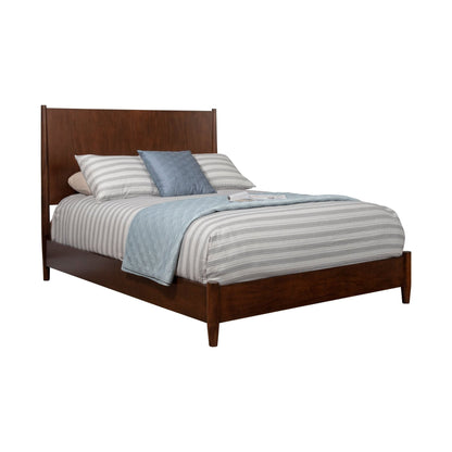 Flynn Panel Bed in Rich Walnut with Sculpted Slat Headboard – view 6