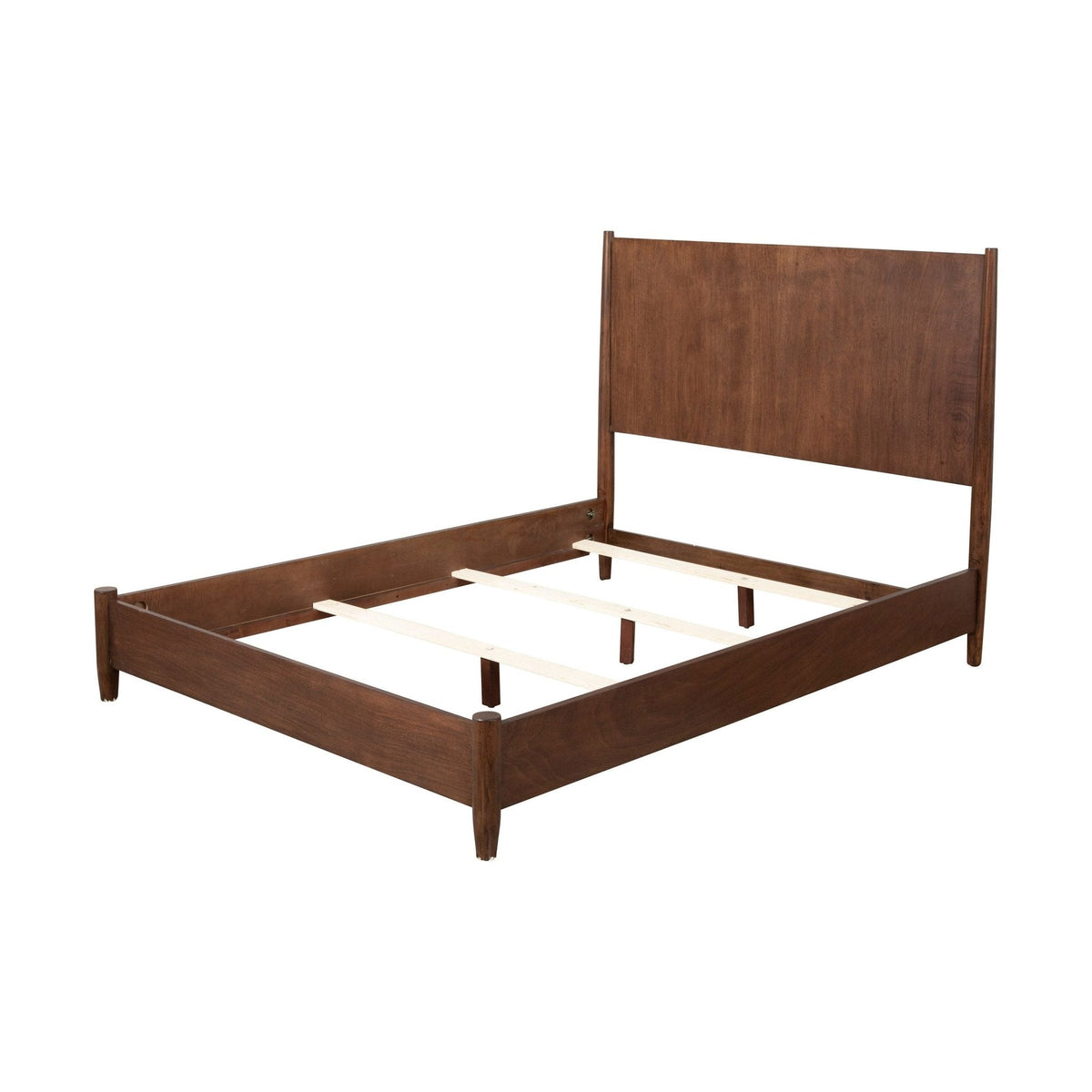 Flynn Panel Bed in Rich Walnut with Sculpted Slat Headboard – view 12