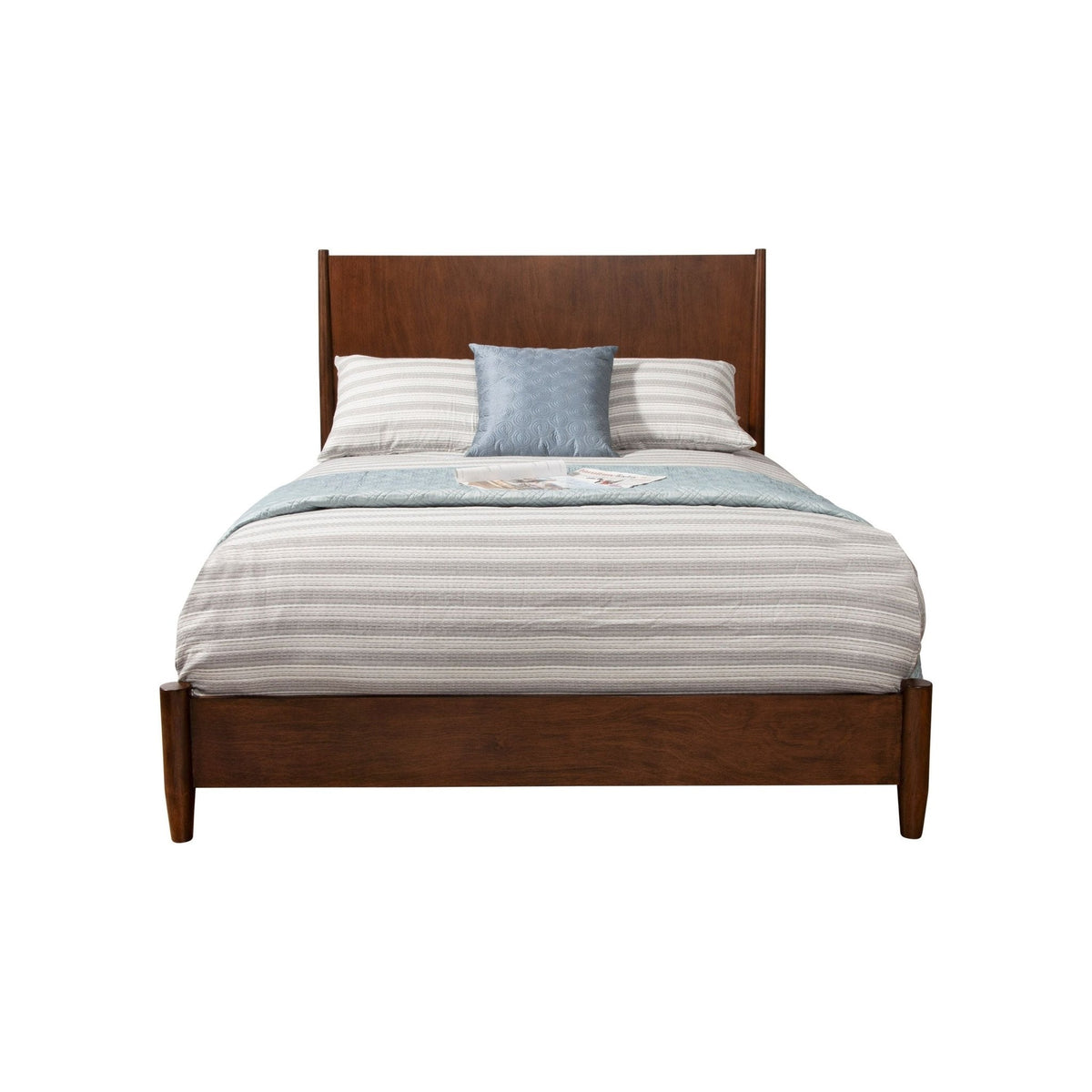 Flynn Panel Bed in Rich Walnut with Sculpted Slat Headboard – view 5