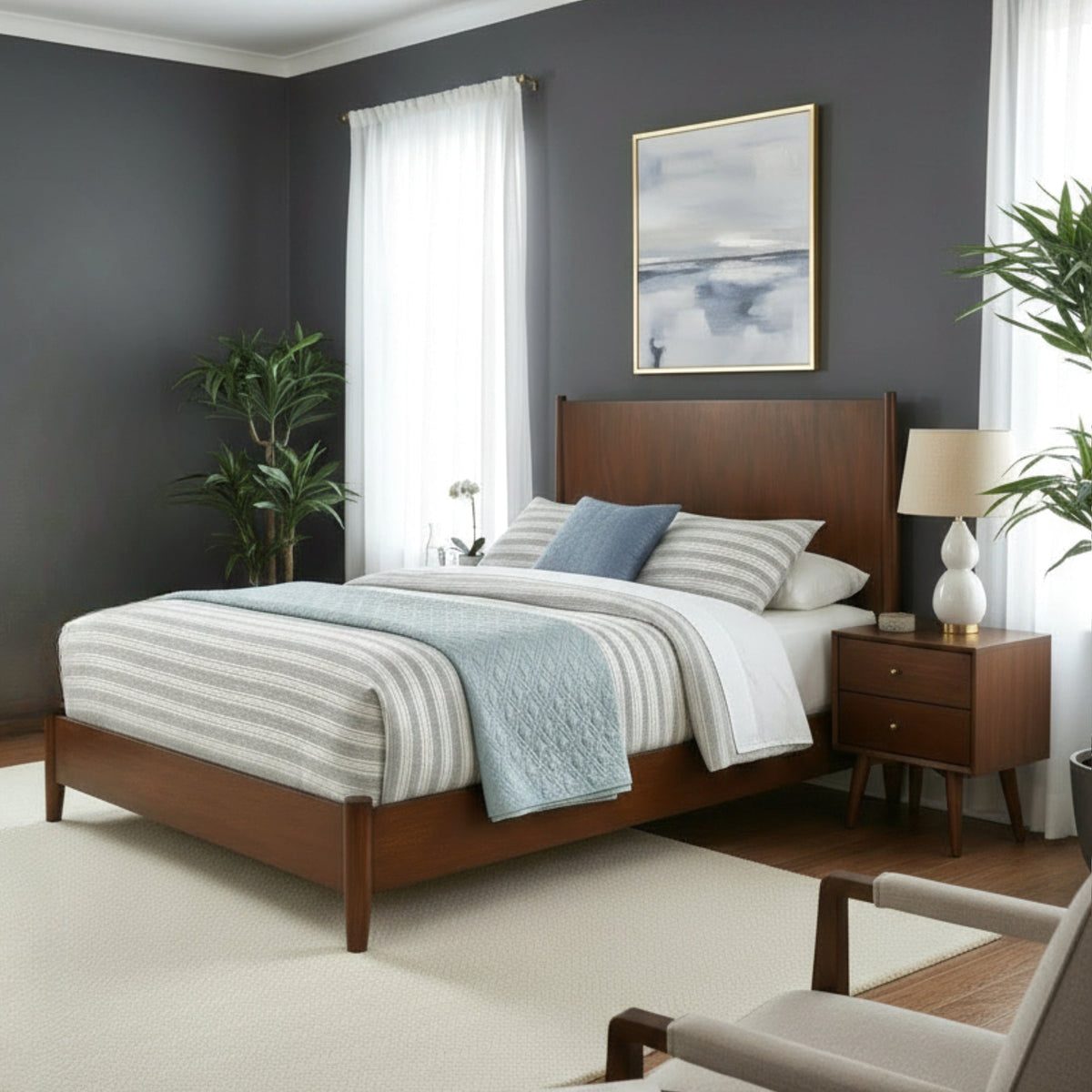 Walnut Panel Bed, Flynn Collection – All Sizes Available