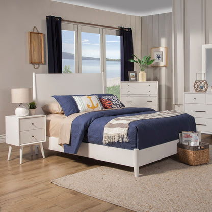 Flynn Panel Bed in White with Sculpted Slat Headboard – view 4