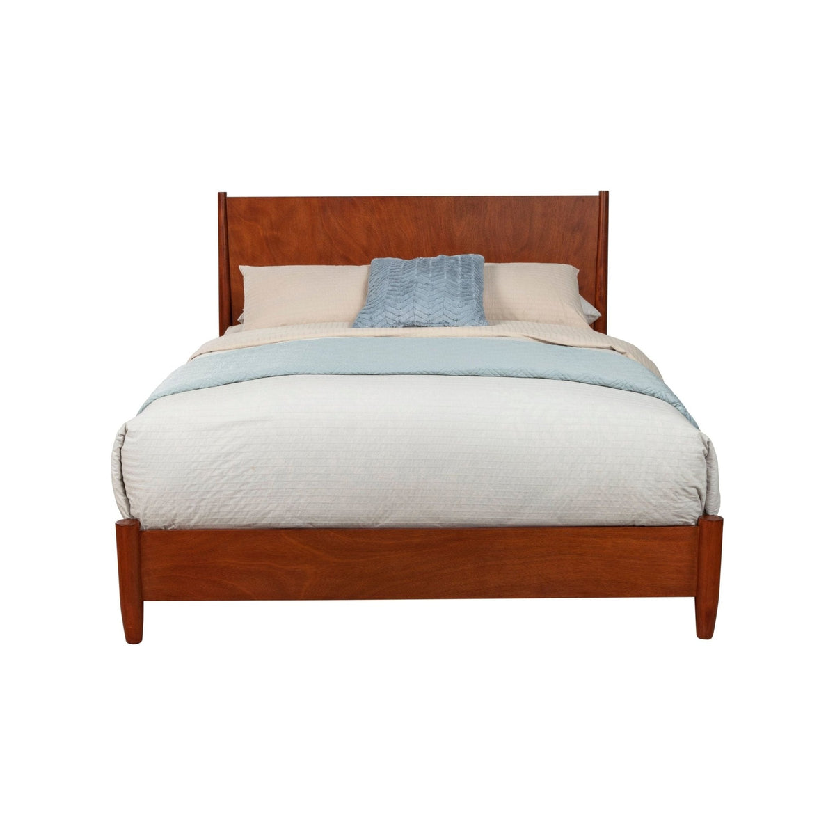 Flynn Platform Bed in Chestnut Solid Mahogany, Mid-Century Style – view 3