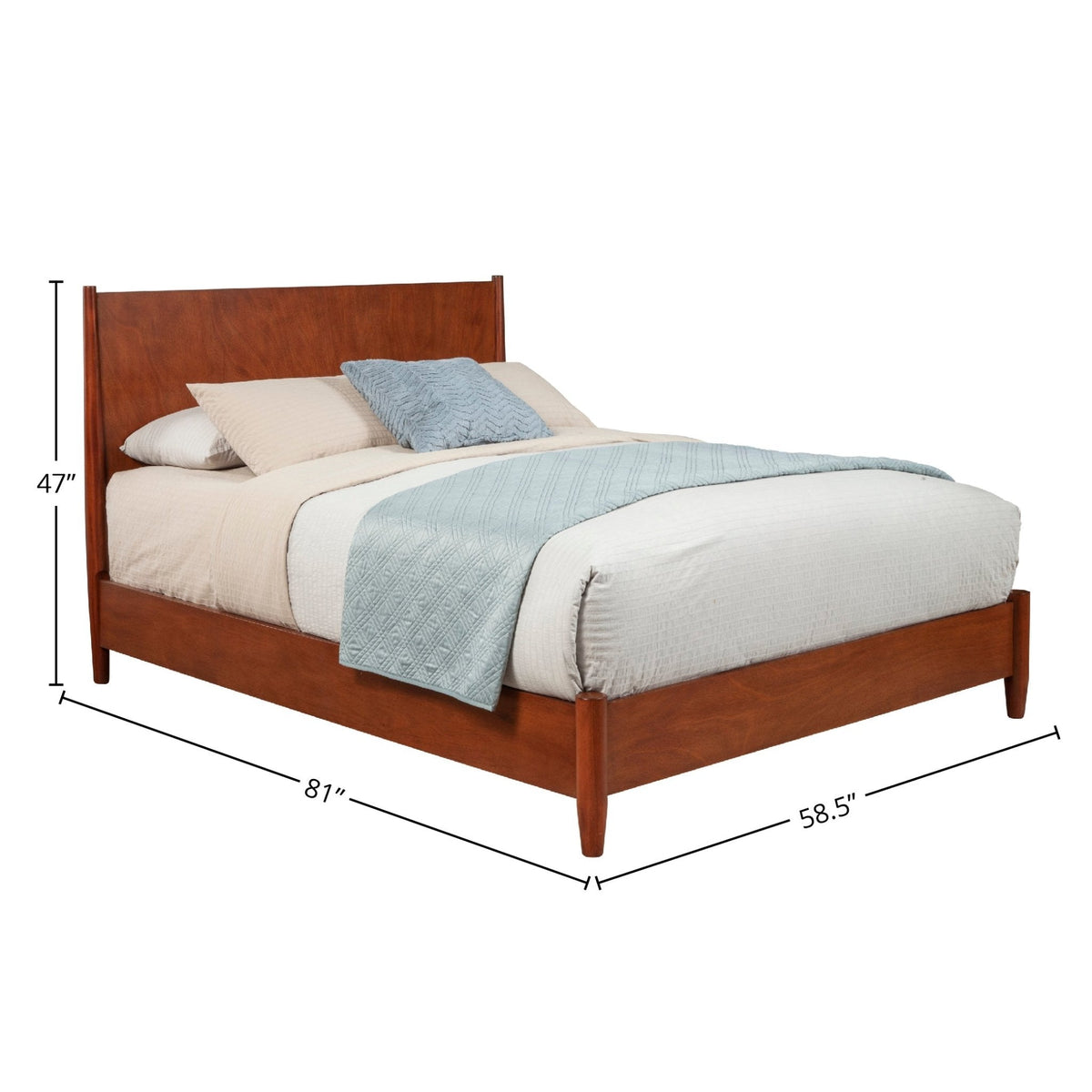 Flynn Platform Bed in Chestnut Solid Mahogany, Mid-Century Style – view 9