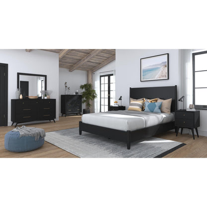 Flynn Low-Profile Platform Bed in Matte Black with Tapered Legs – view 2