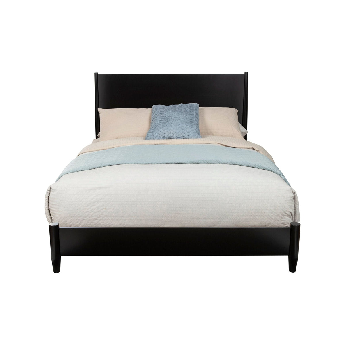 Flynn Low-Profile Platform Bed in Matte Black with Tapered Legs – view 4