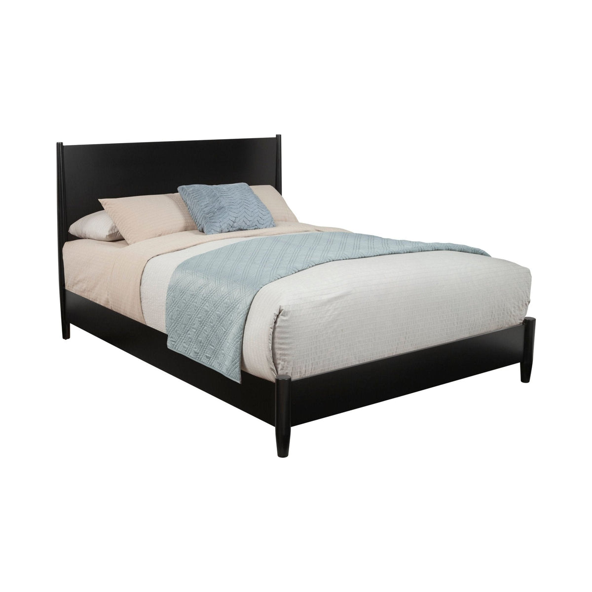 Flynn Low-Profile Platform Bed in Matte Black with Tapered Legs – view 5