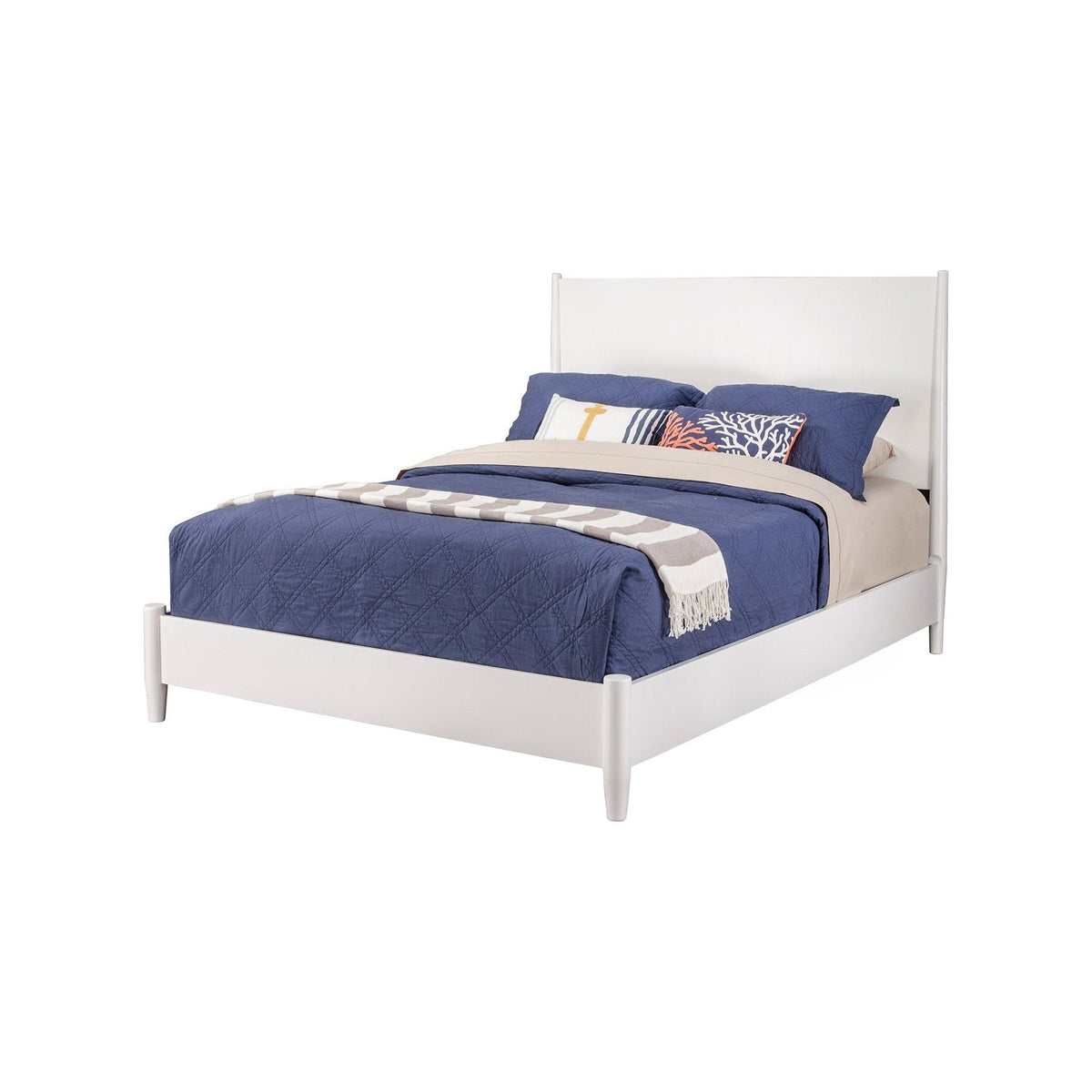Flynn Low-Profile Platform Bed in White with Tapered Legs – view 3