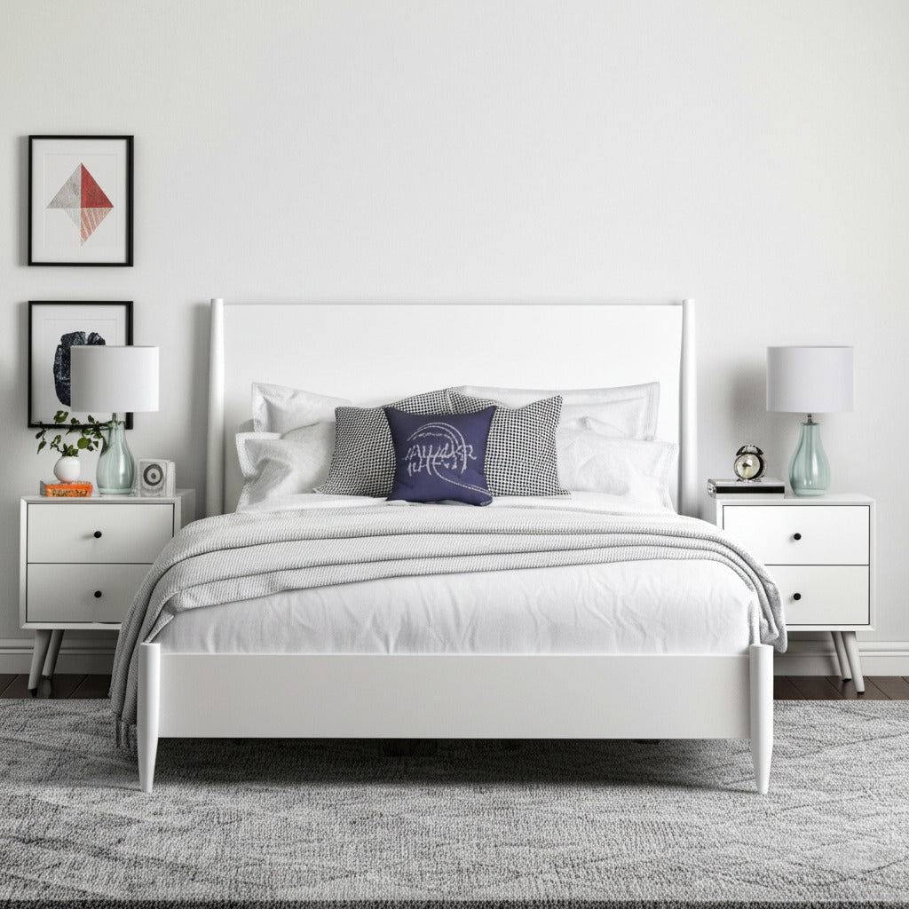 White Platform Bed, Flynn | Contemporary Low-Profile Design
