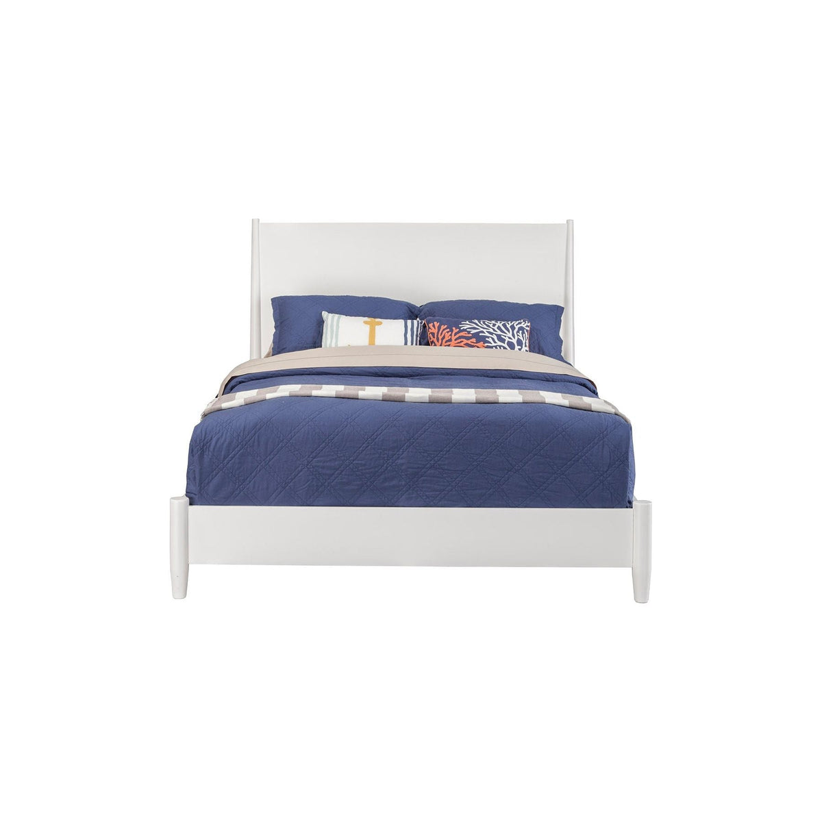 Flynn Low-Profile Platform Bed in White with Tapered Legs – view 4