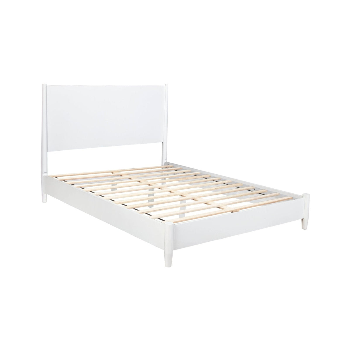 Flynn Low-Profile Platform Bed in White with Tapered Legs – view 5