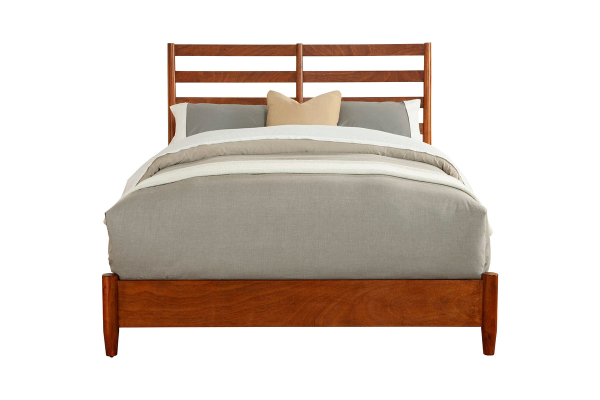 Flynn Retro Bed in Chestnut Solid Mahogany, Mid-Century Design – view 3
