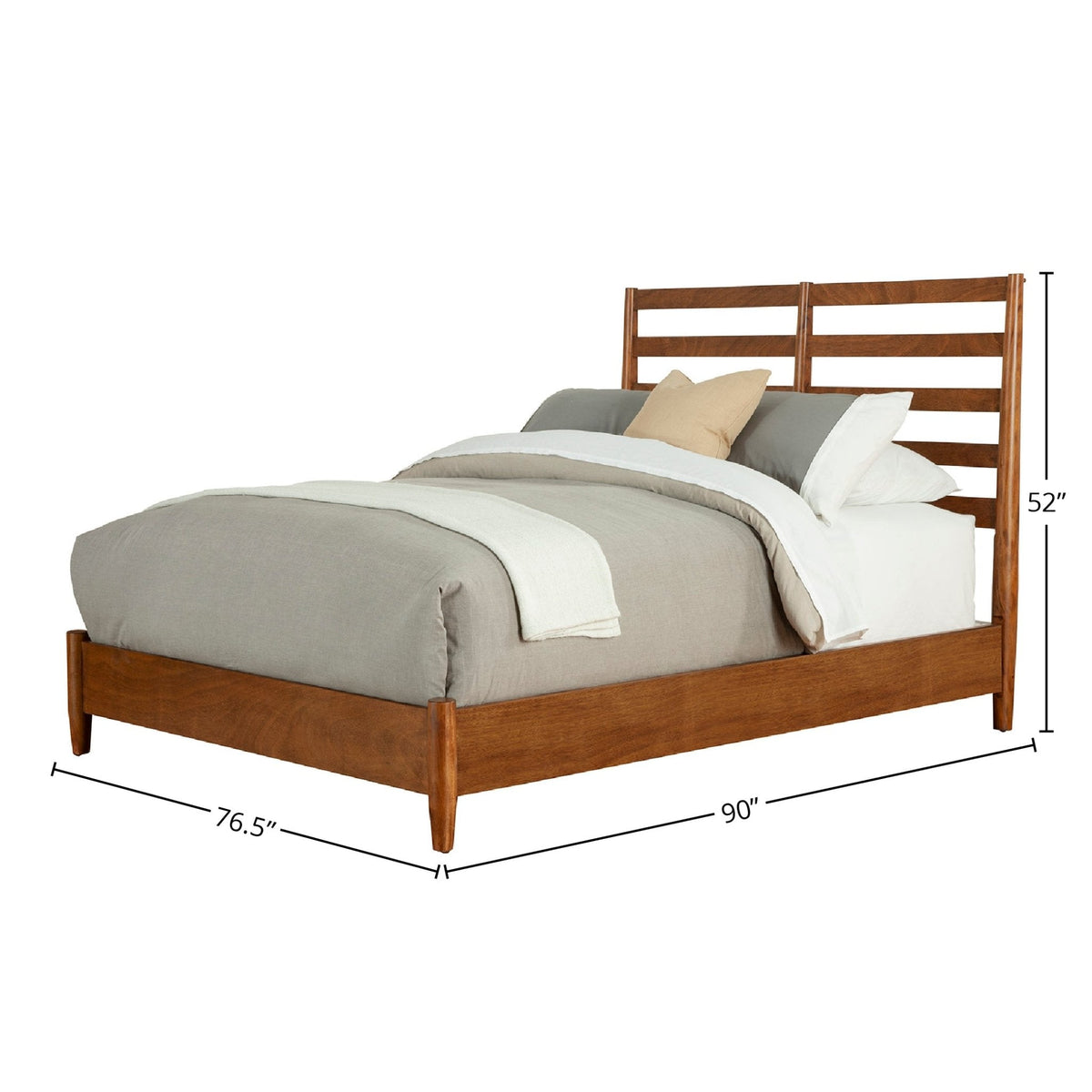 Flynn Retro Bed in Chestnut Solid Mahogany, Mid-Century Design – view 9