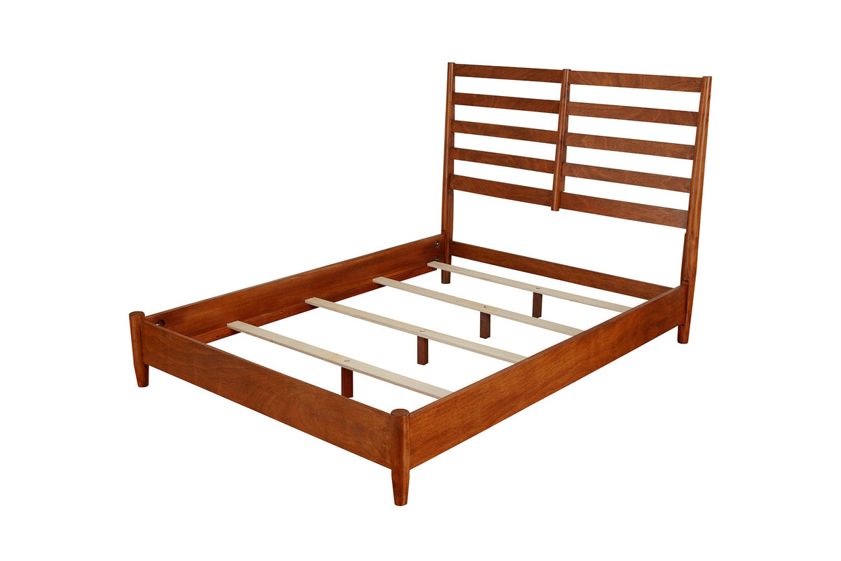 Flynn Retro Bed in Chestnut Solid Mahogany, Mid-Century Design – view 7
