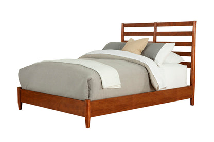 Flynn Retro Bed in Chestnut Solid Mahogany, Mid-Century Design – view 2