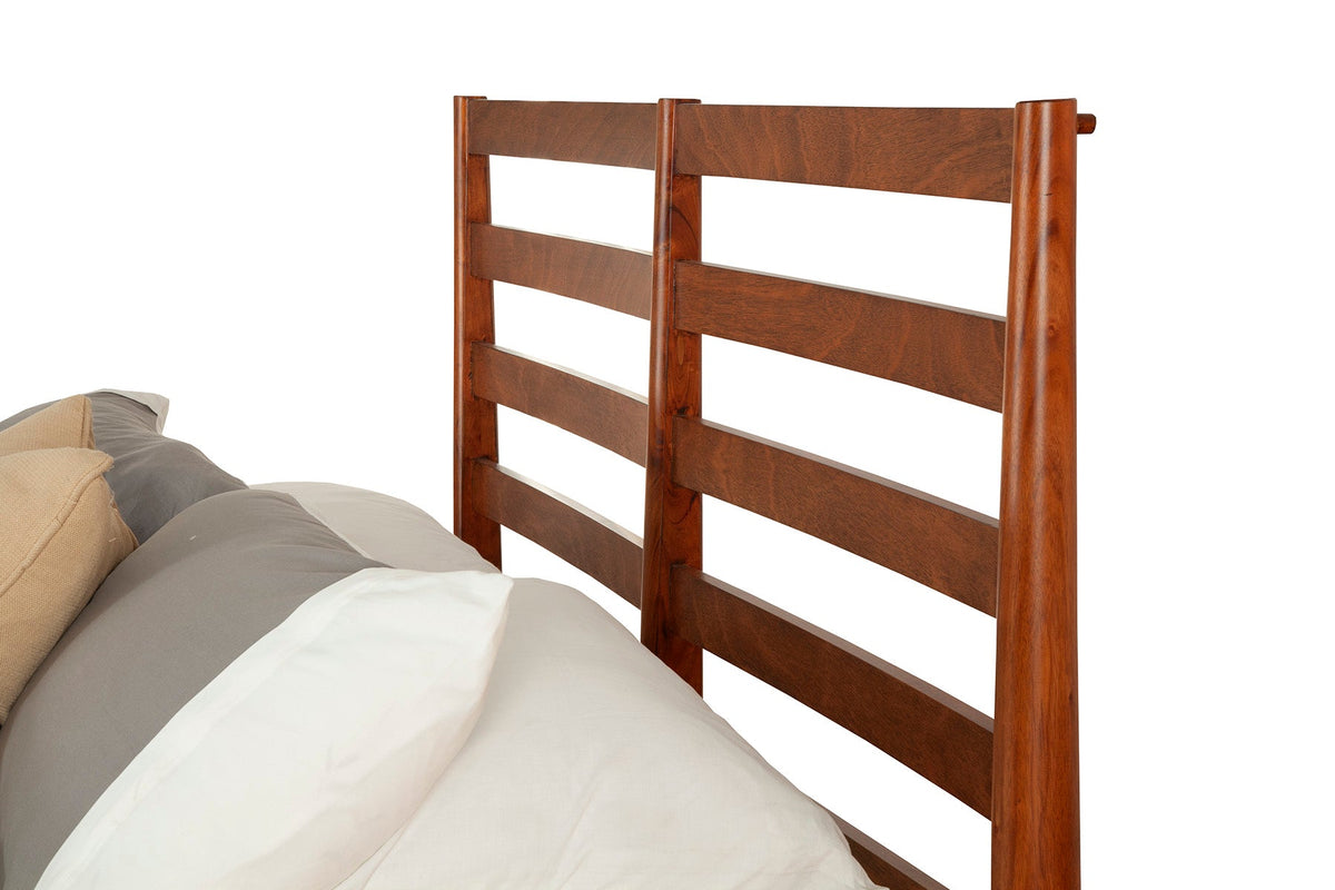 Flynn Retro Bed in Chestnut Solid Mahogany, Mid-Century Design – view 4