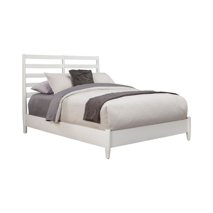 Flynn Retro Bed in Matte White Solid Mahogany, Mid-Century – view 4