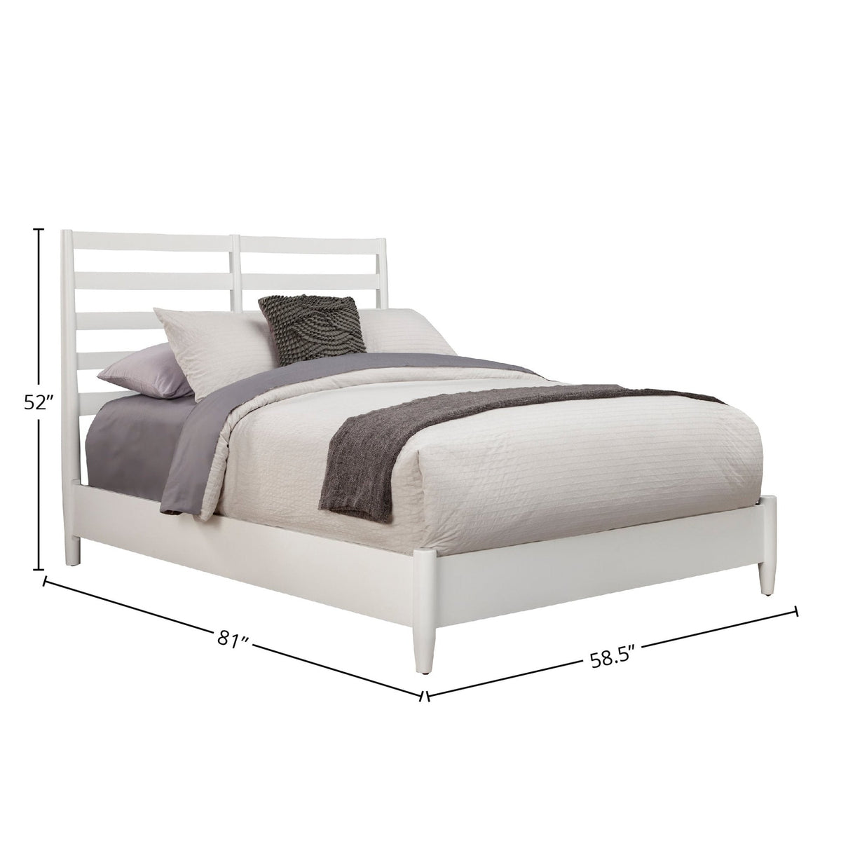 Flynn Retro Bed in Matte White Solid Mahogany, Mid-Century – view 13