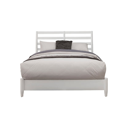 Flynn Retro Bed in Matte White Solid Mahogany, Mid-Century – view 3