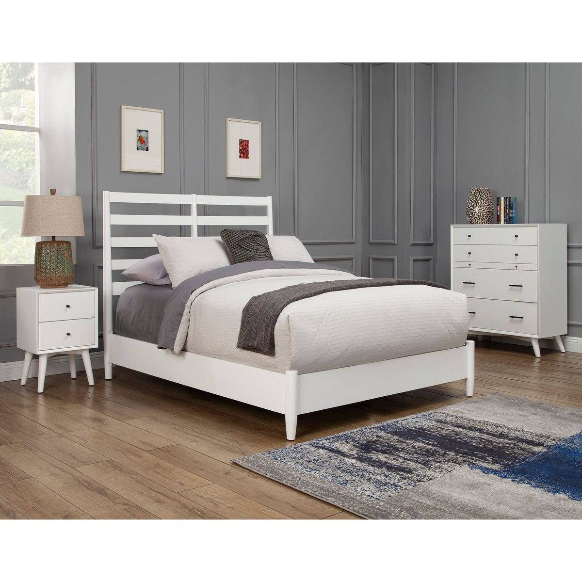 Solid Mahogany Flynn Retro Bed in White