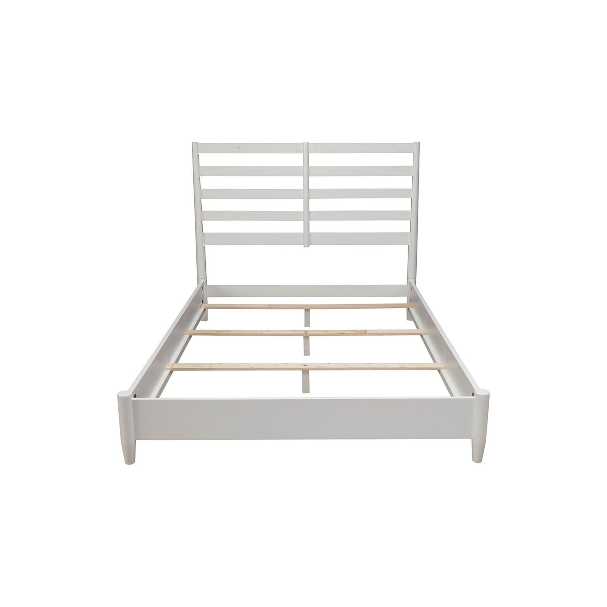 Flynn Retro Bed in Matte White Solid Mahogany, Mid-Century – view 9